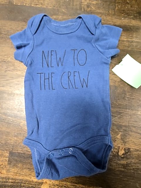 Blue New To The Crew Rae Dunn Baby Onesie, NB B
