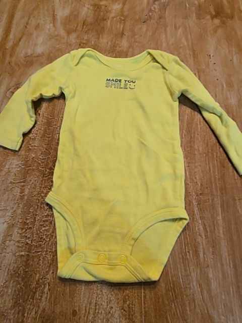 Yellow Carters Long sleeve made you smile onesie, 9M B