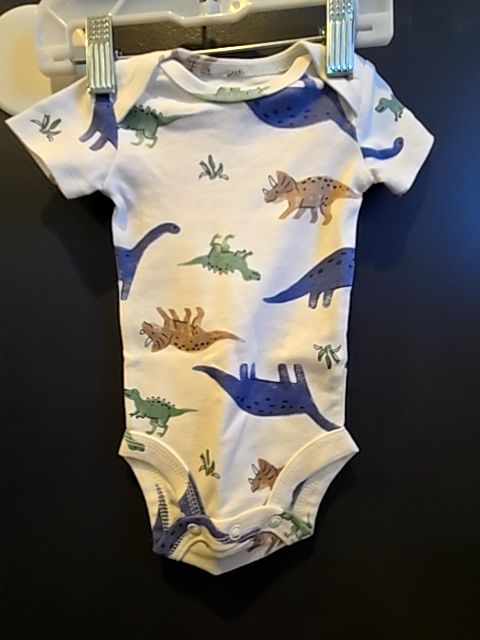 White Carters Dinosaur onesie, NB B