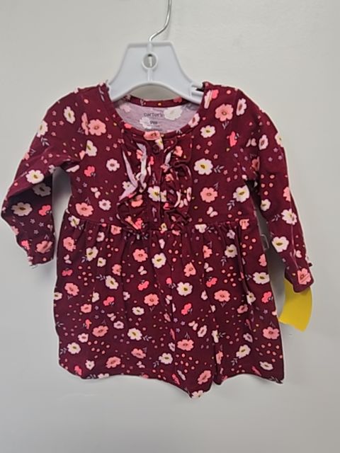 Burgandy Floral Carters Dress, 9M G