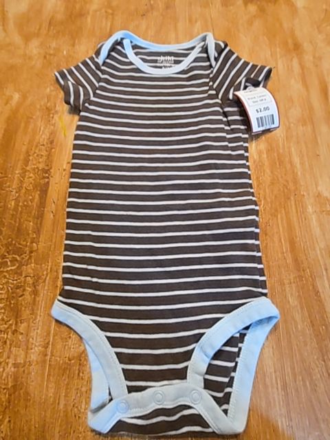 Brown/Blue Striped Carters Onesie, 6M B