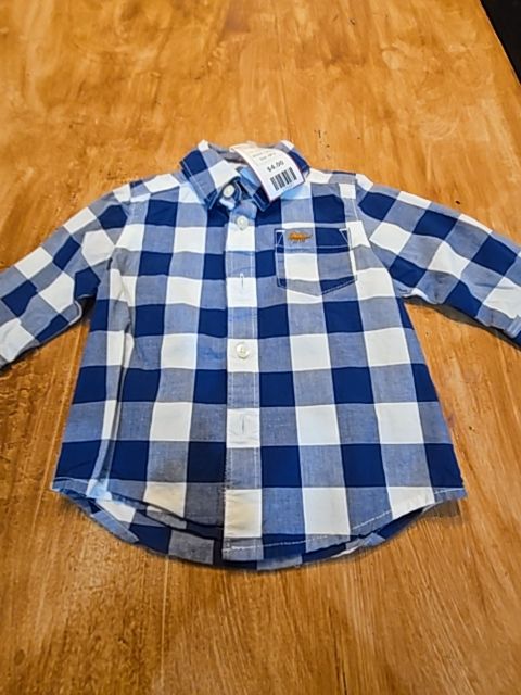Blue/White Plaid Carters Longsleeve Button Up, 6M B