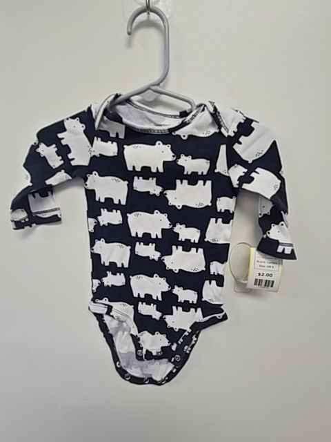 Navy/White Polar Bear Carters Longsleeve Onesie, 6M B