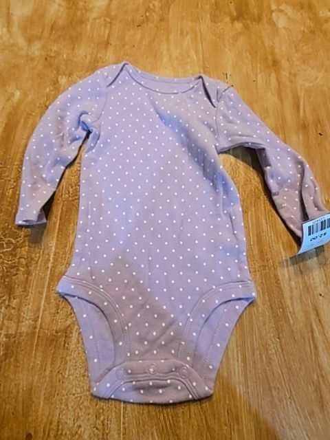 Purple/White Polka Dot Carters Longsleeve Onesie, 9M G