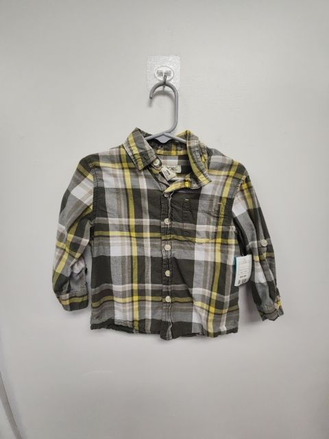 Green/Yellow/White Plaid Cherokee Longsleeve Button Up, 18M B