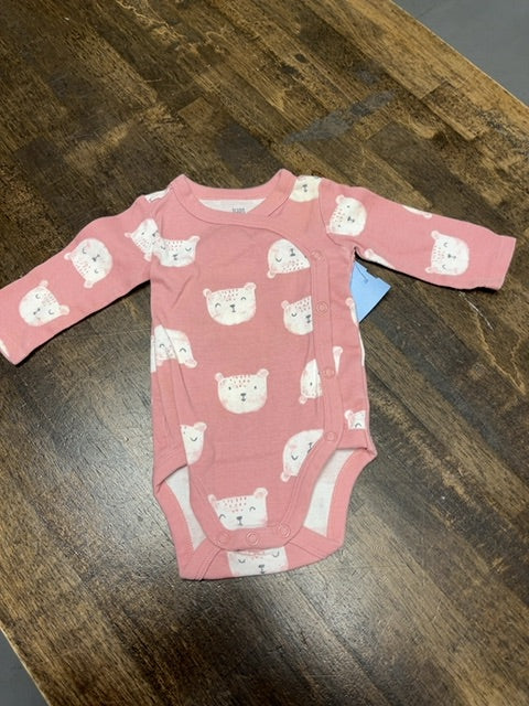 pink just one you Long Sleeve Bear Onesie, 3M G