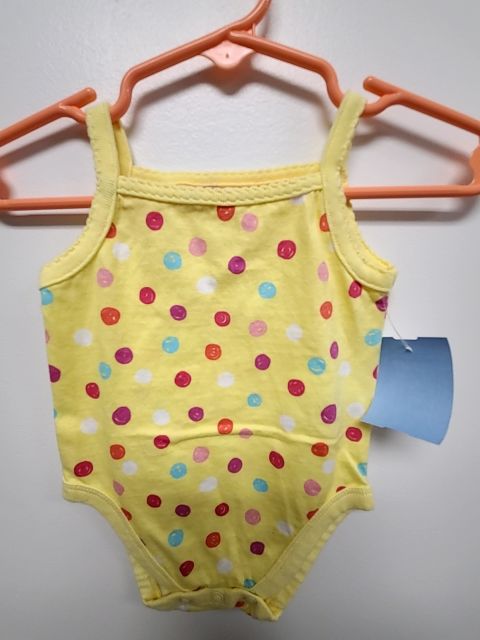 Yellow/Colorful Polka Dot Garanimals Tank Top Onesie, NB G