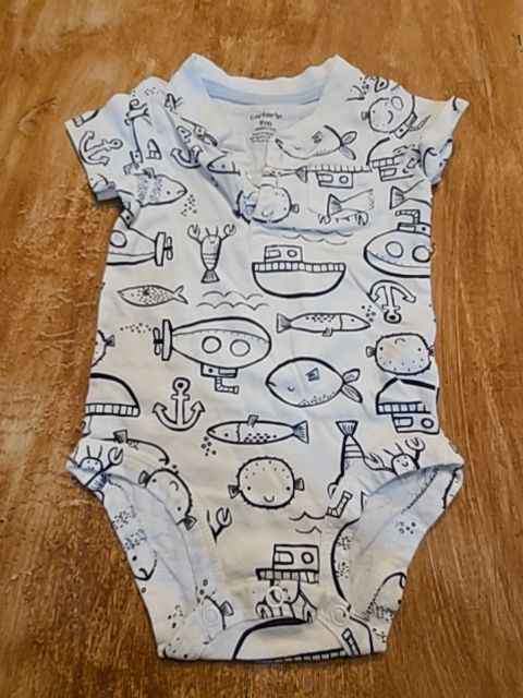 White Carters Fish/boats onesie, 9M B