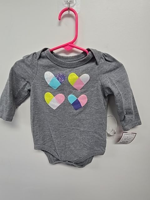 Grey/Colorful Hearts Circo Longsleeve Onesie, 9M G