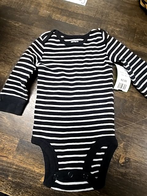 Black/White Striped Carters Longsleeve Onesie, 3M B