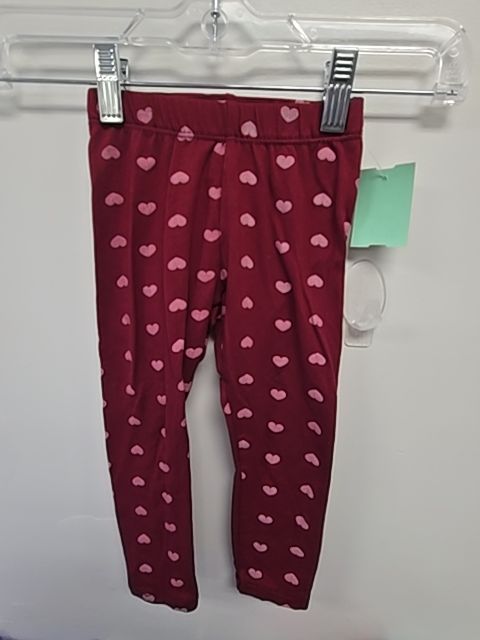 Burgandy/Pink Heart Freestyle Leggings, 2T G