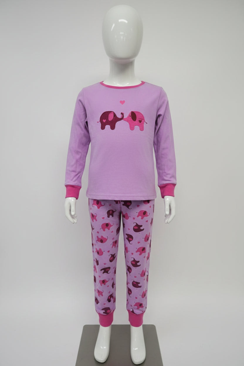 Purple/Pink Elephant Leveret Pjs, 6 G