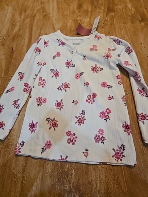 White/Pink Flowers Garanimals Longsleeve Shirt, 5T G