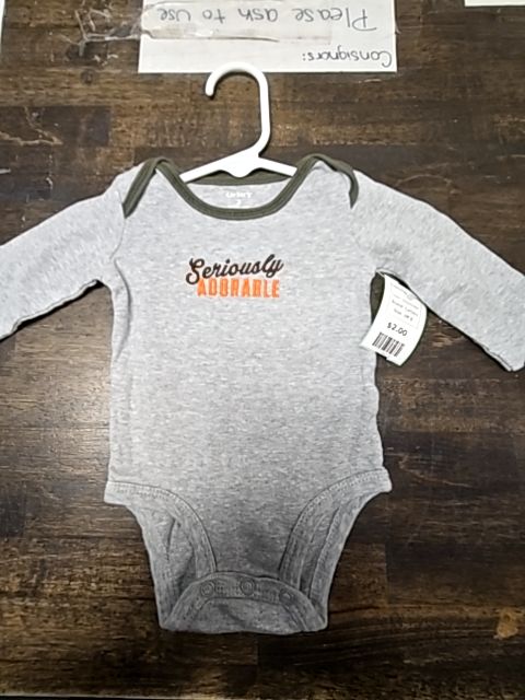 Grey/Green Carters Lognsleeve Onesie, 3M B