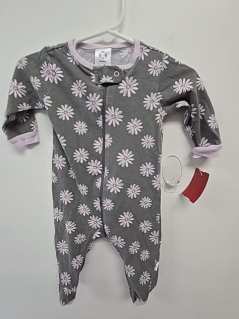 Grey/Pink Flowers Gerber Sleeper, NB G