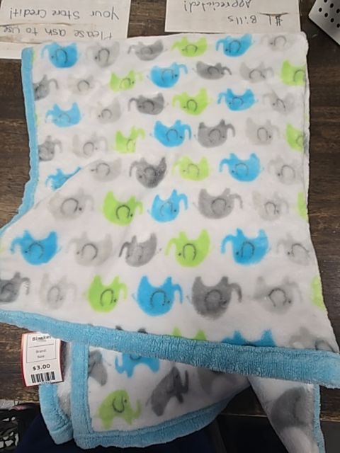 White/Blue/Green/Grey Elephant  Blanket