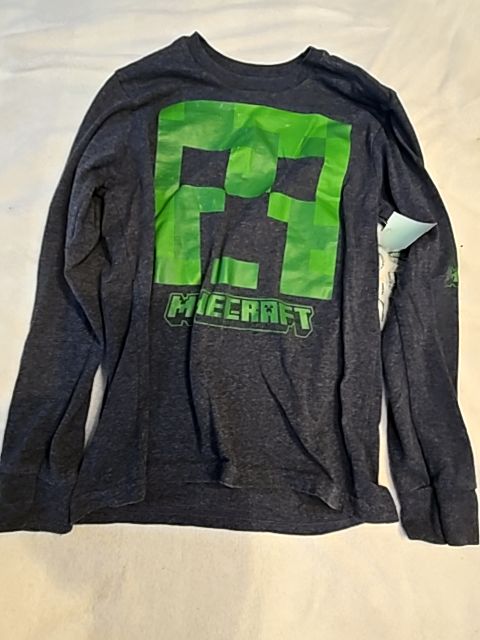 Grey/Green Mojang Minecraft Shirt, 10-12 B