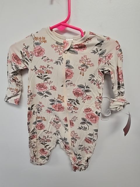 Tan/Pink Floral Modern Moments Pant One Piece, NB G