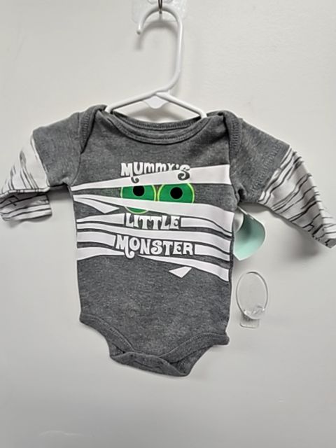 Grey Mummy  Longsleeve Onesie, NB B