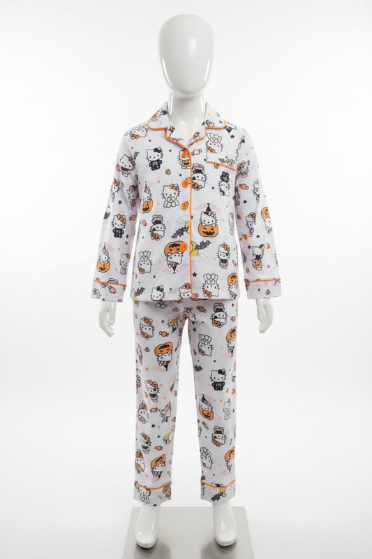 White/Orange Halloween Hello Kitty  Pjs, 6 G