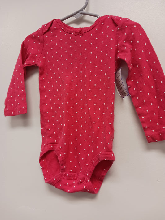 Pink/White Polka Dot Carters Longsleeve Onesie, 18M G