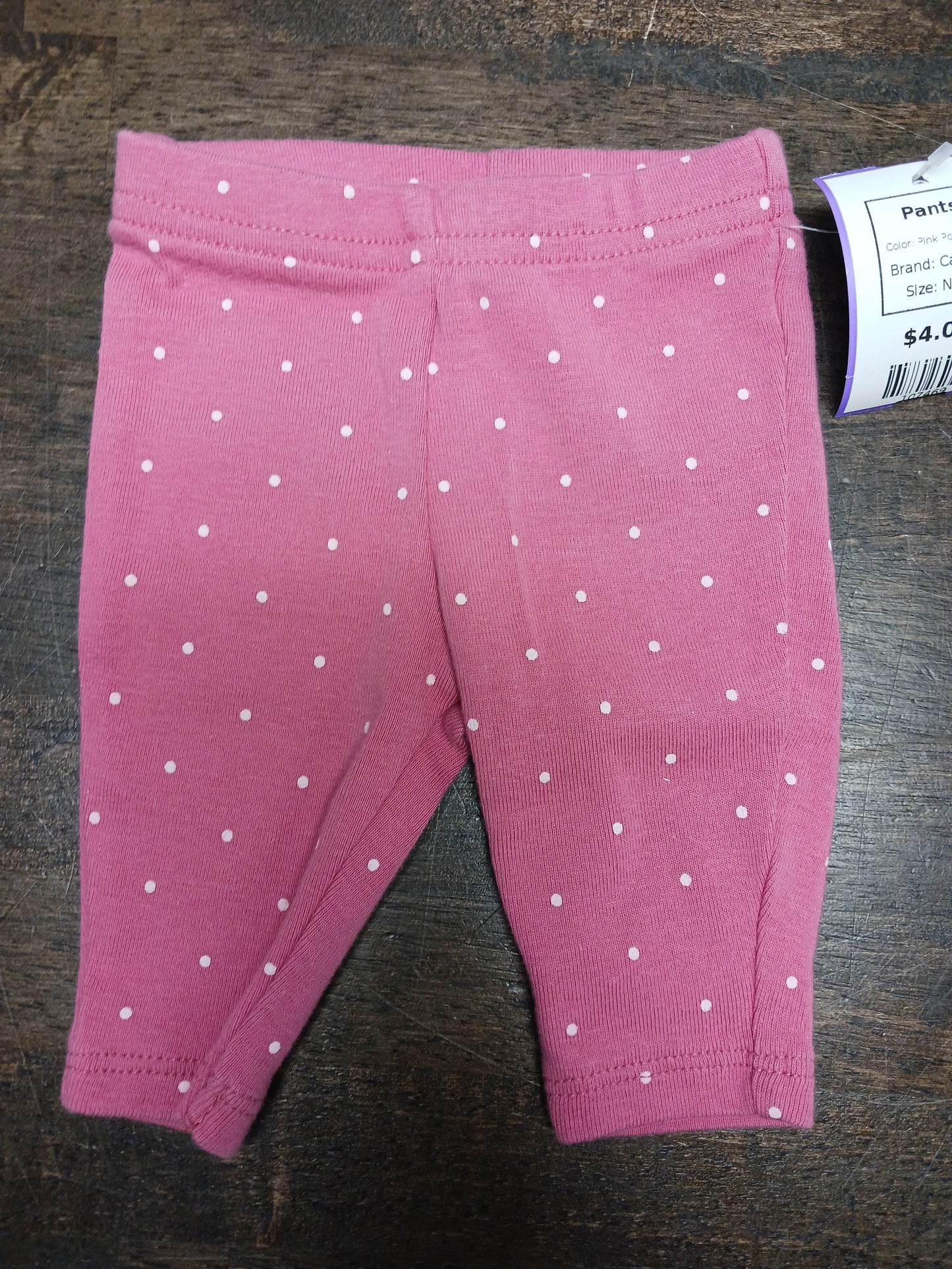 Pink Polka Dot Carters Pants, NB G