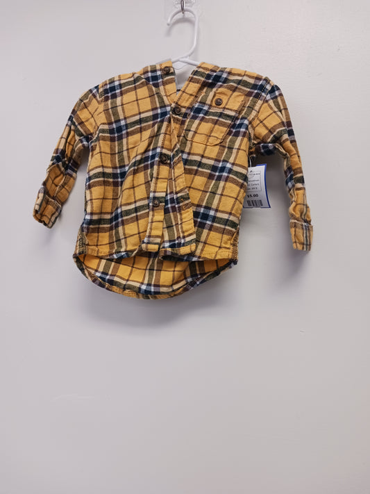Yellow/Brown Carters Hooded Flannel Shirt, 9M B