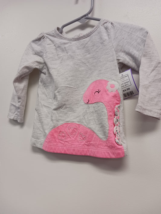 Grey/Pink Dino Carters Longsleeve Shirt, 6M G