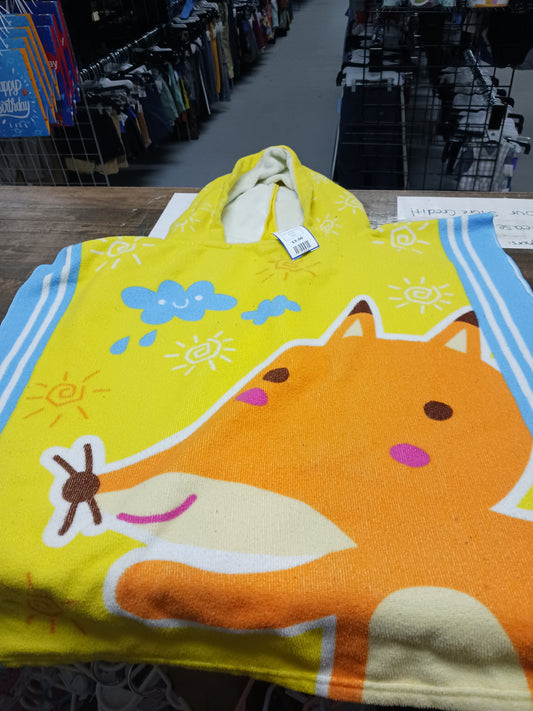 yellow/blue  Fox Hooded Towel