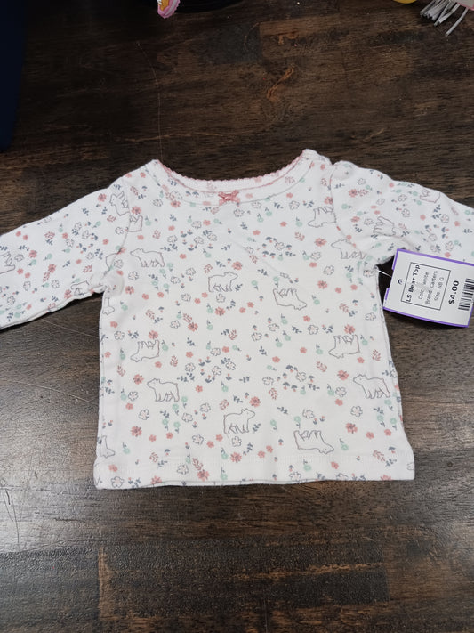 white Carters LS Bear Top, NB G
