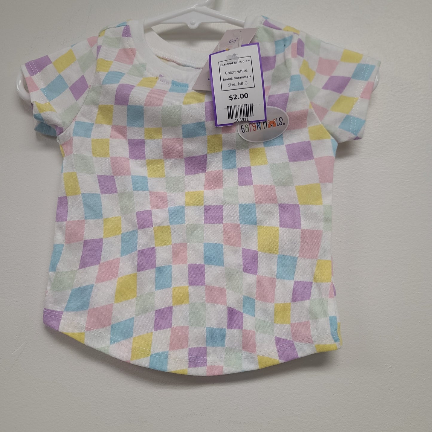 white Garanimals Checked shirt 0-3m, NB G