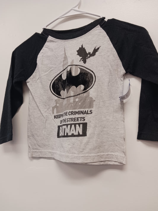 grey/black DC Comics Long Sleeve Batman Shirt, 4T B