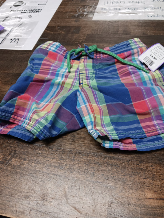 Colorful Plaid Polo Swim Trunks, 2T B