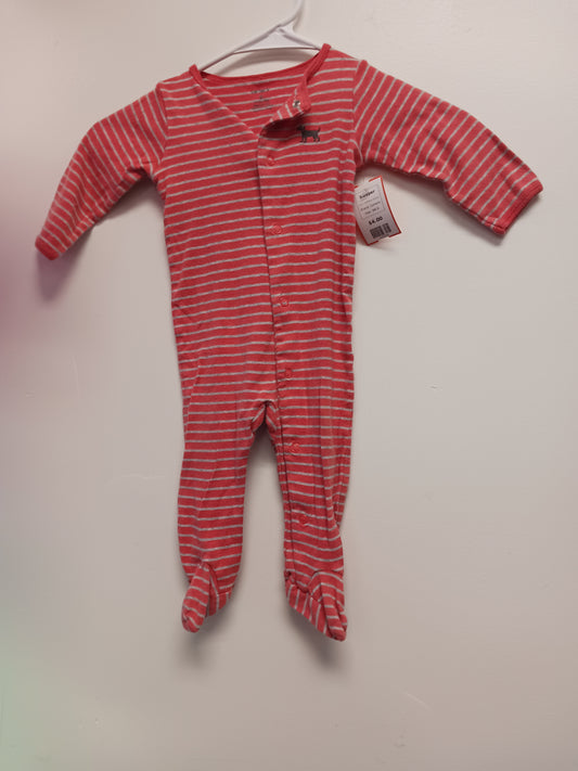 Red/Grey Striped Carters Sleeper, 9M B