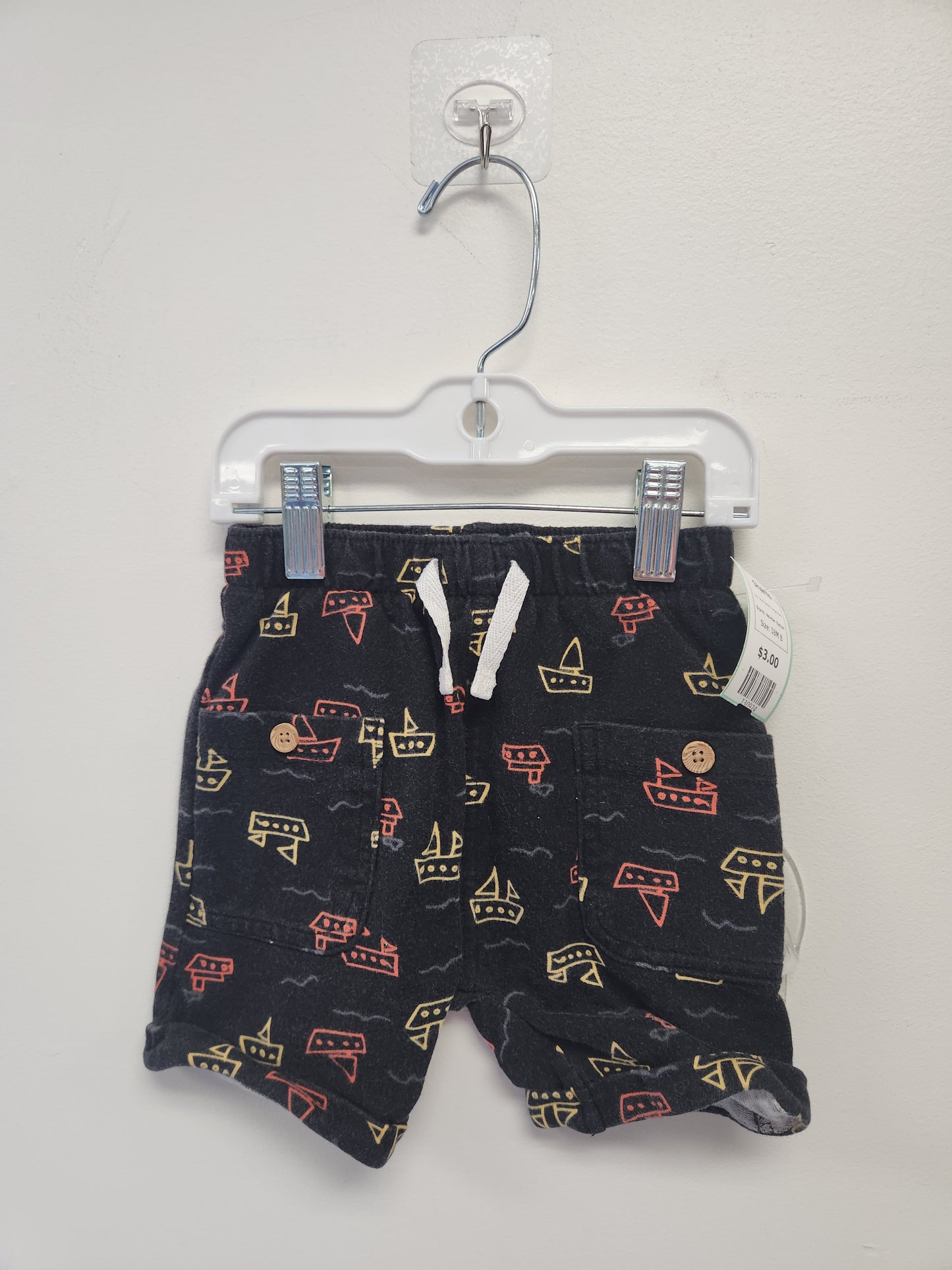 Black/Yellow/Orange Boats Wonder Nation Shorts, 18M B