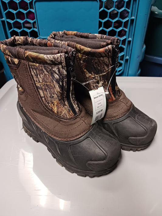 Brown/Black/Camo  Winter Boots, 1Y B