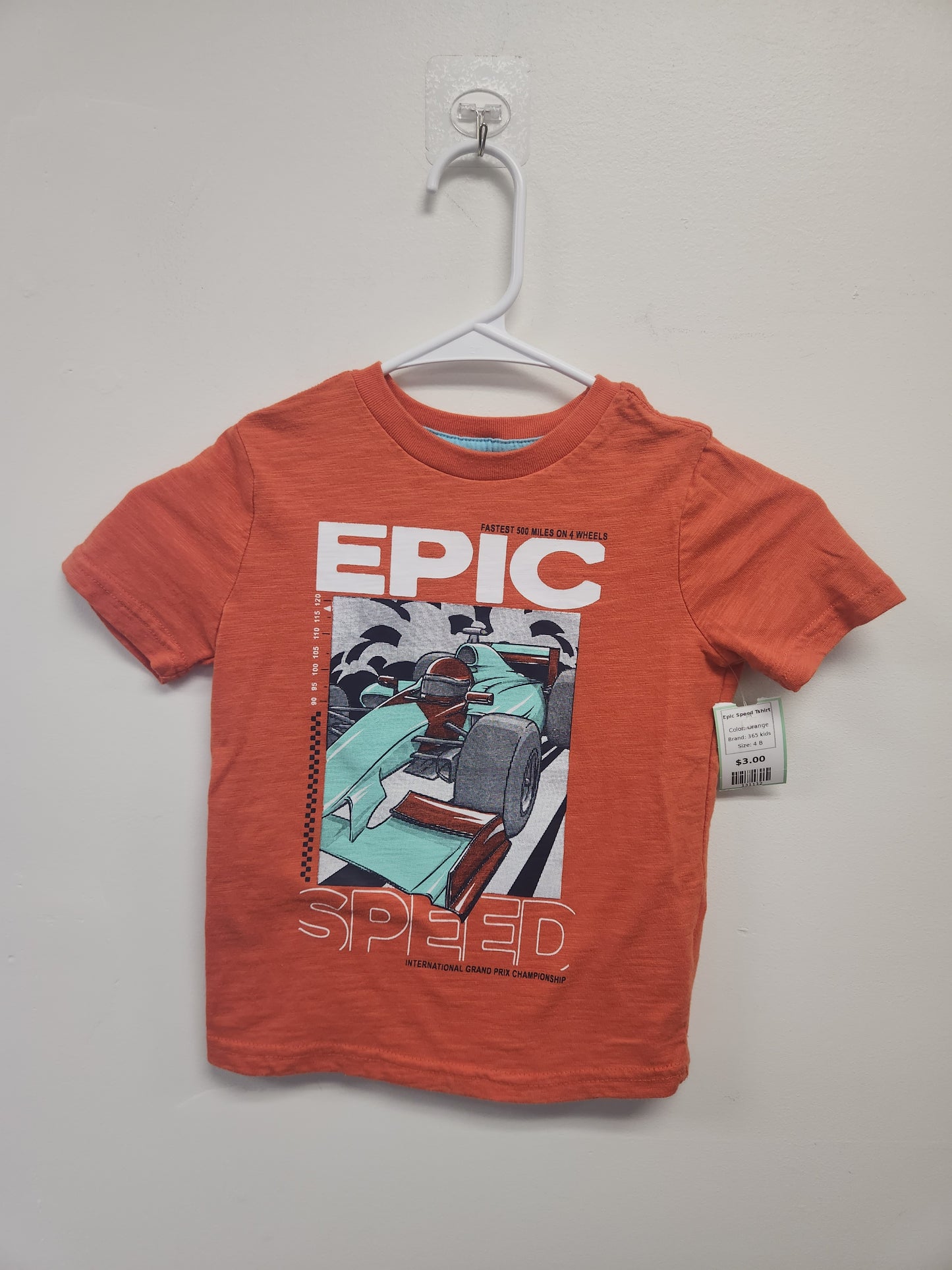 Orange 365 kids Epic Speed Tshirt, 4 B