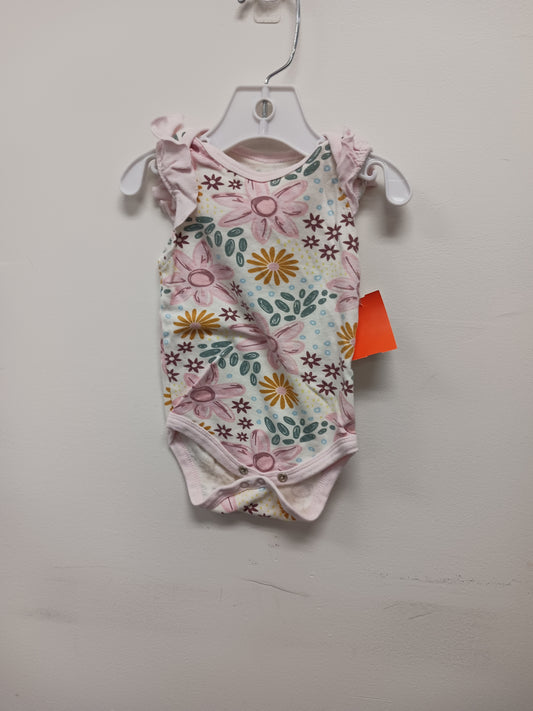 White/Pink Flower Chick Pea Flower Onesie, 6-9M G