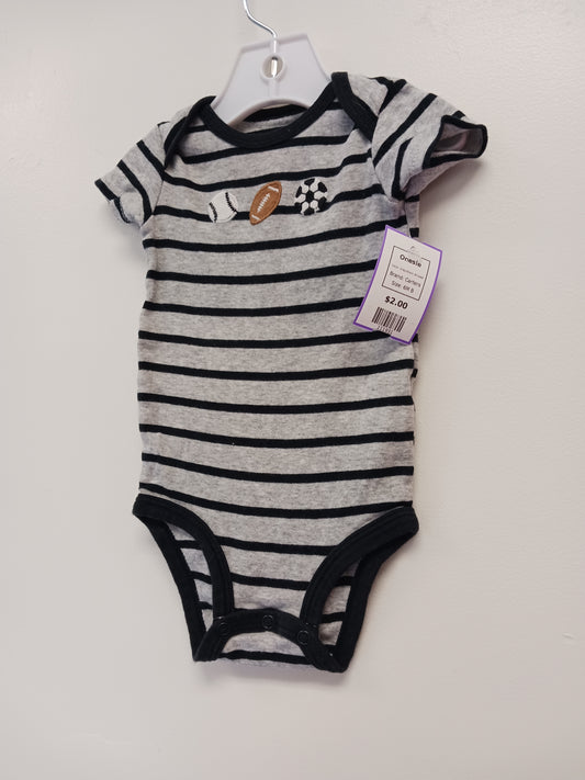 Grey/Black Striped Carters Onesie, 6M B