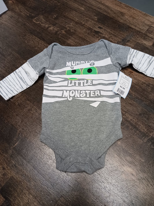 Grey Mummy  Longsleeve Onesie, NB B