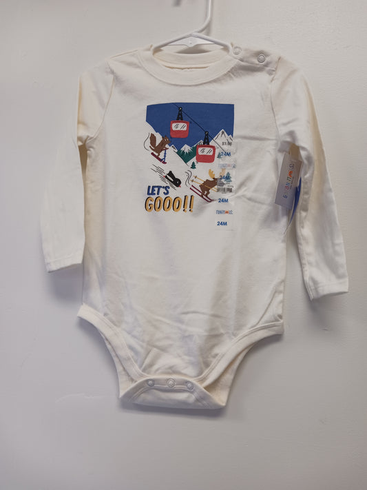 White Skiing Garanimals Longsleeve Onesie, 2T B