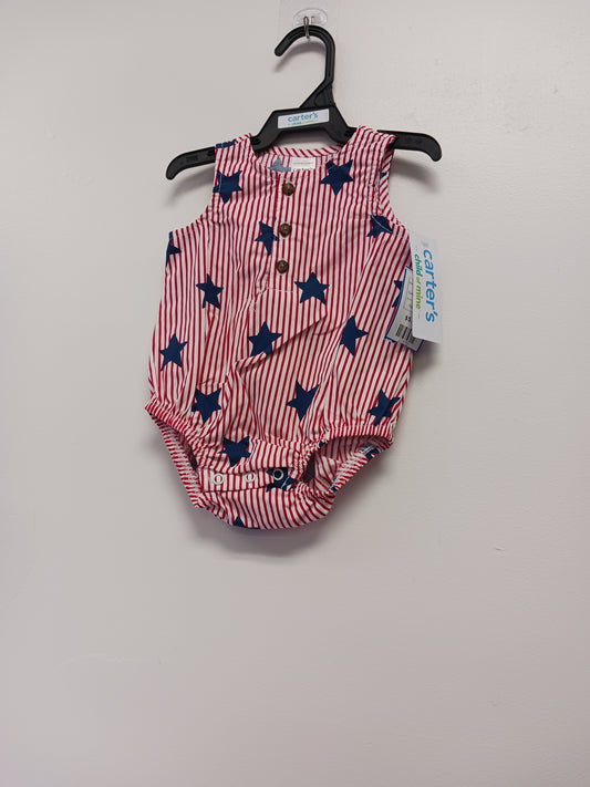 Red/white Modern Moments Stars & Stripes Sunsuit, NB G