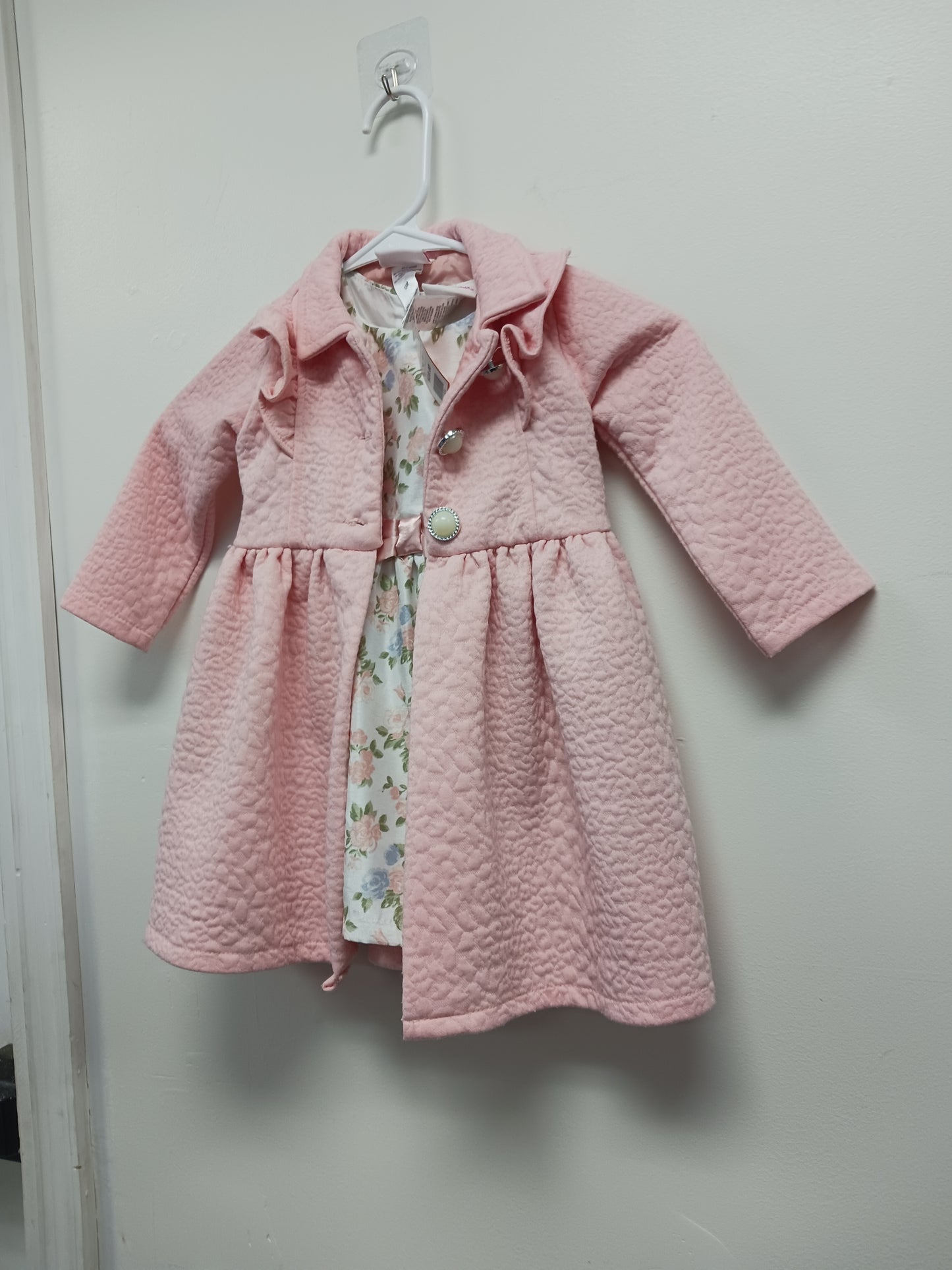 Pink/White Flower Little Lass Holiday Dress, 18M G