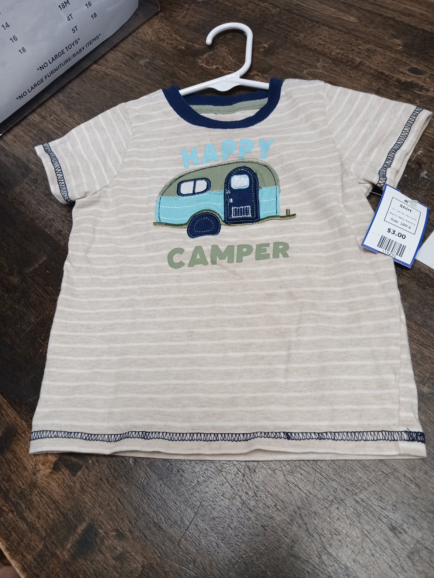 Cream/Navy Happy Camper Baby Starters Shirt, 18M B