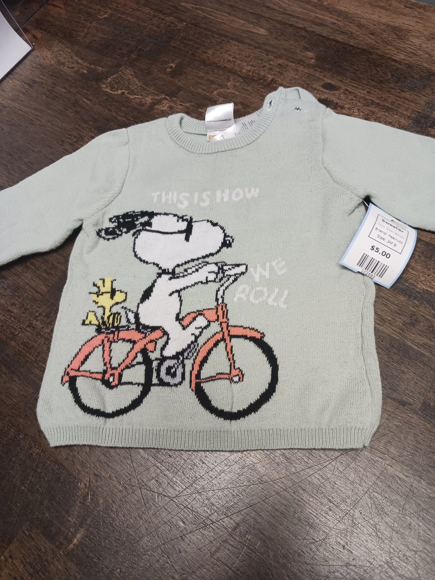 Green Snoopy Peanuts Sweater, 3M B