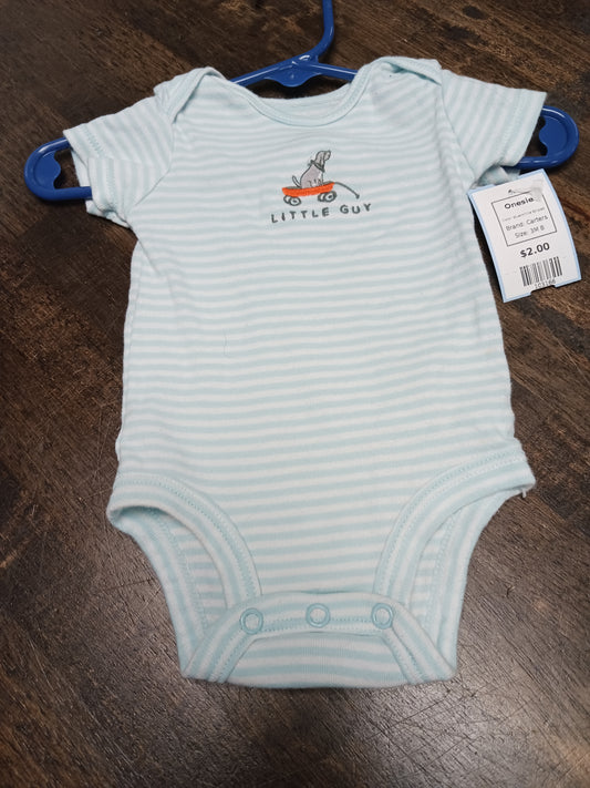 Blue/White Striped Carters Onesie, 3M B