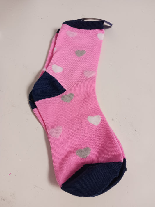 pink/navy  Heart Socks