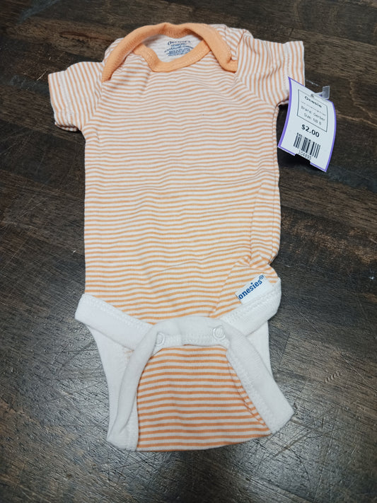 White/Orange Striped Gerber Onesie, NB B