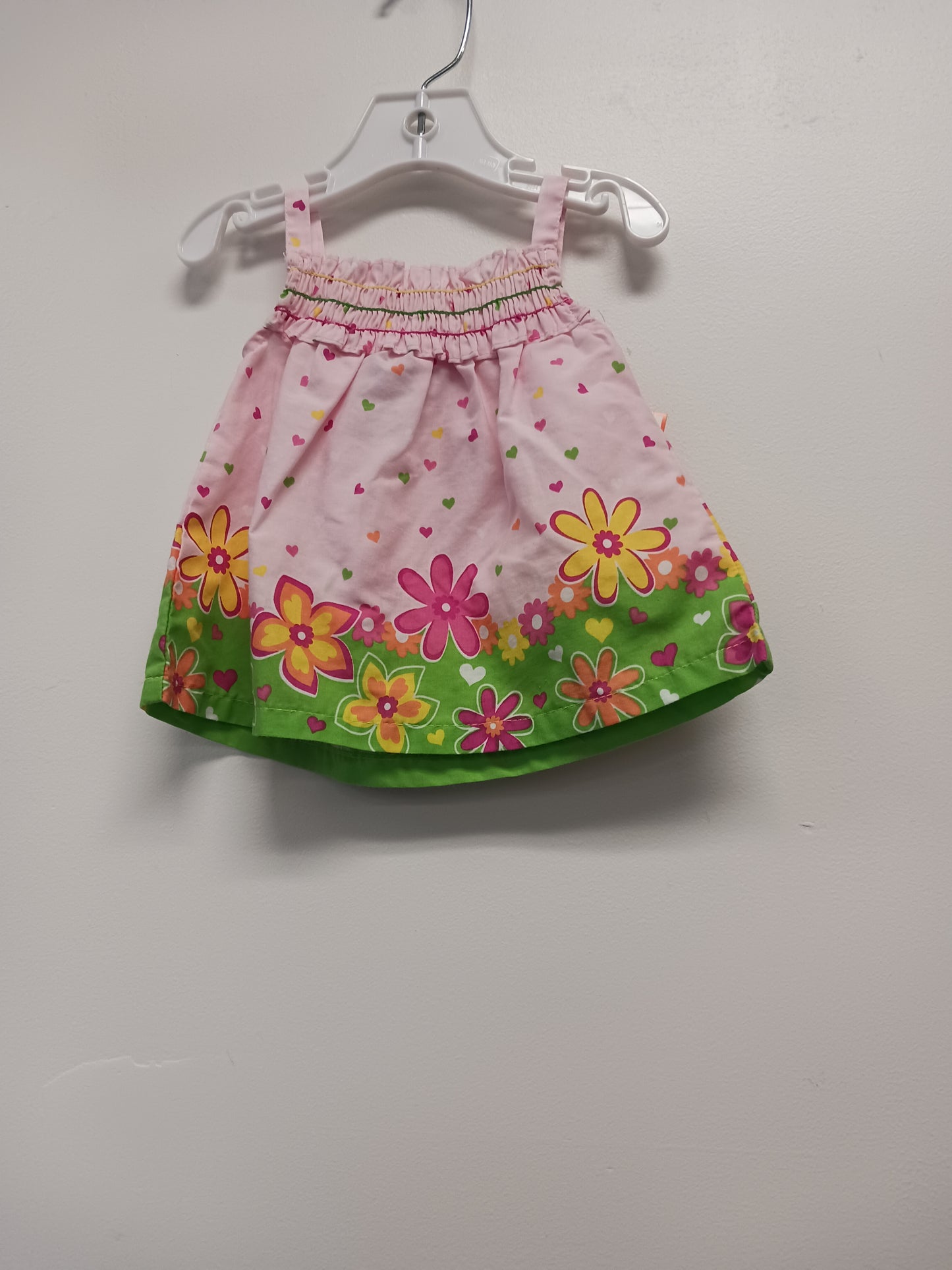 Pink/Colorful Flowers Park Bench Kids Dress, NB G