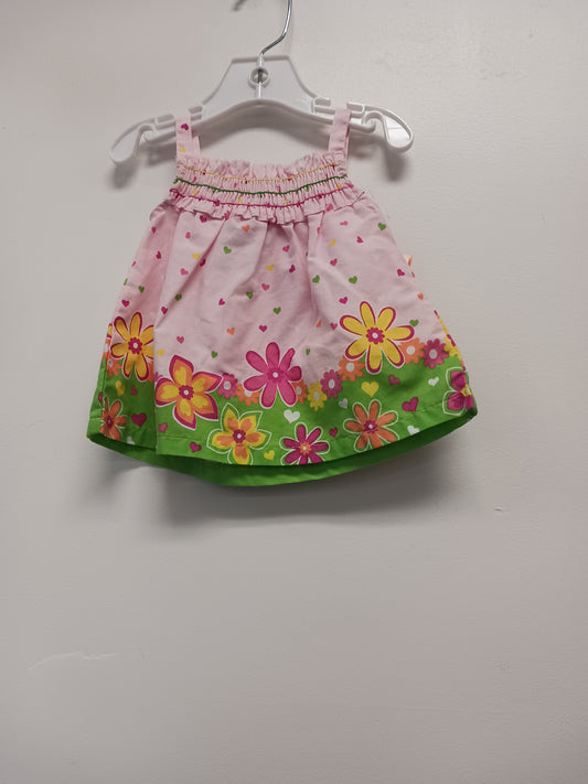 Pink/Colorful Flowers Park Bench Kids Dress, NB G